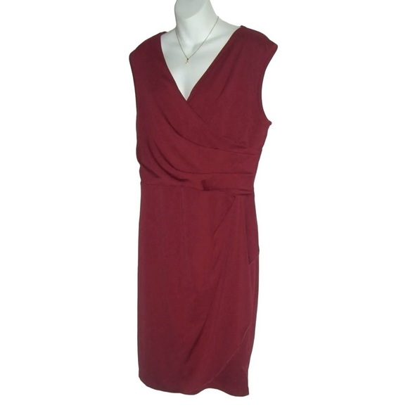 Grace Karin Dress Burgundy Wrap Front Party Cocktail Career Business NWT Sz XL - Picture 3 of 10